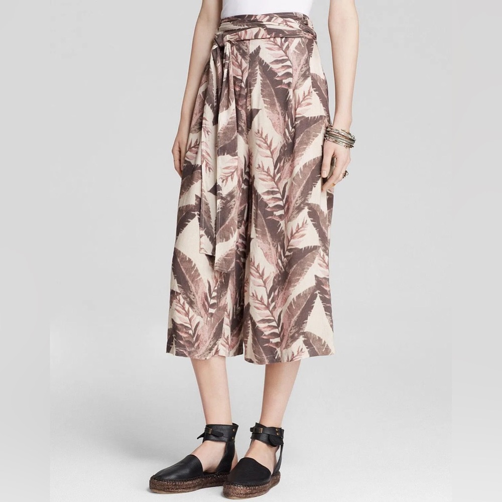 Free People Culottes Leaf Printed High Rise
